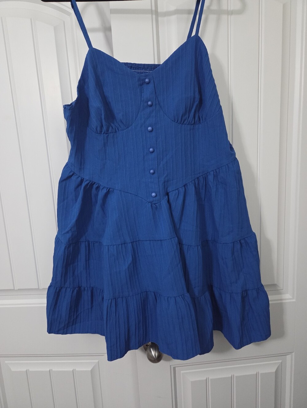 Blue A Line Textured Dress